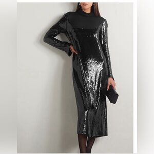 KHAITE
Leibel sequined georgette midi dress Elegant Black Sequin Dress
